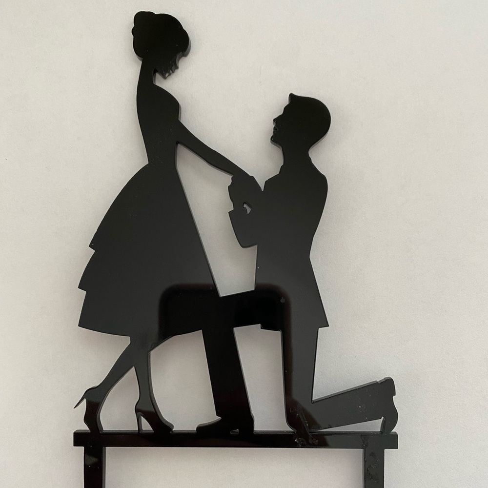 Acrylic Proposal/Engagement/Wedding Cake Topper. Like new. Used once.